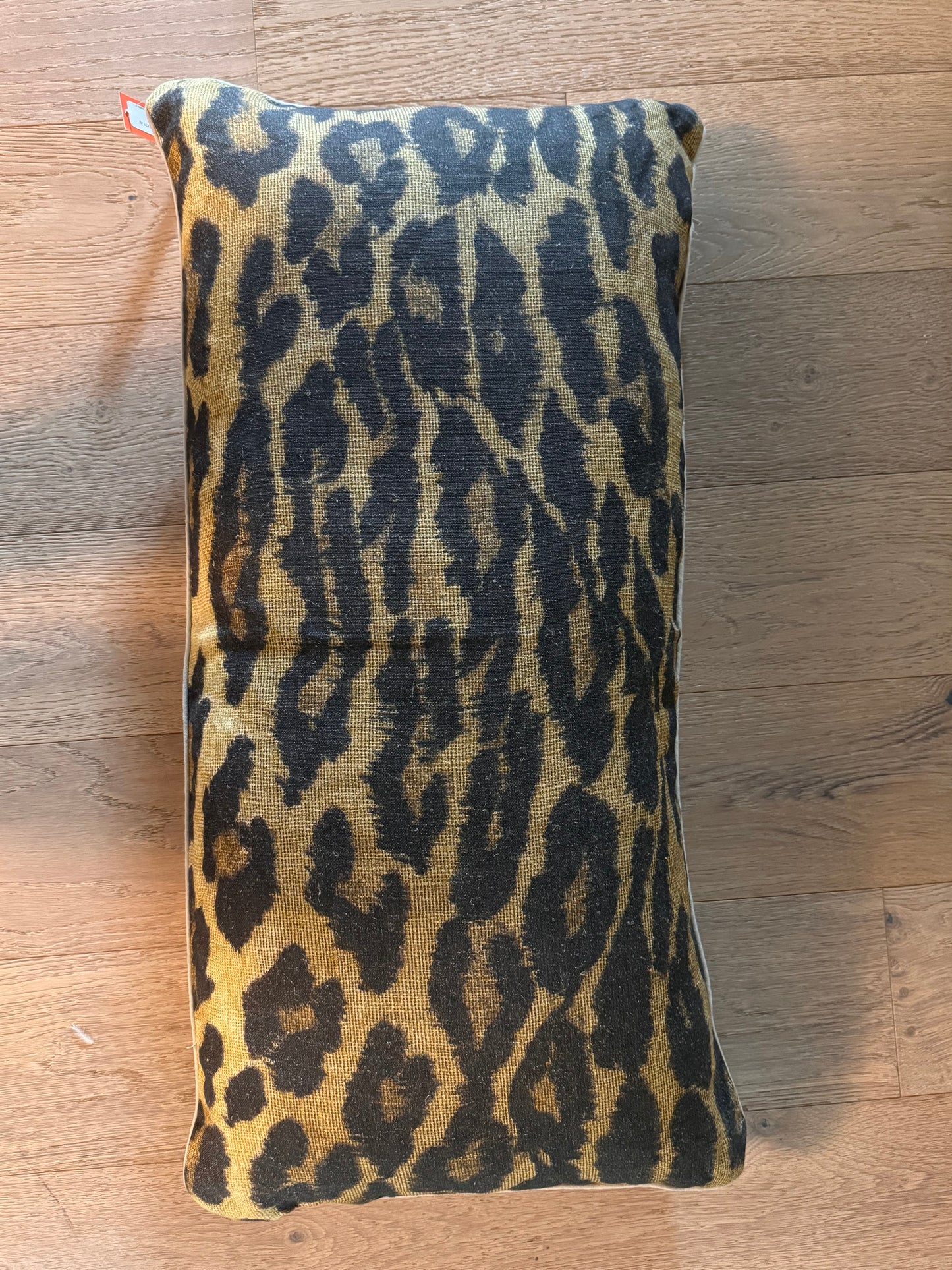 16 x 30 Leopard Print Cotton Lumbar Pillow with Down Insert