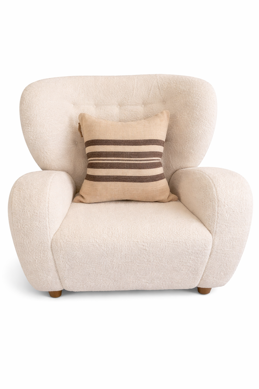 20x20 Kilim Stripe Brown/Cream Pillow with Down Insert