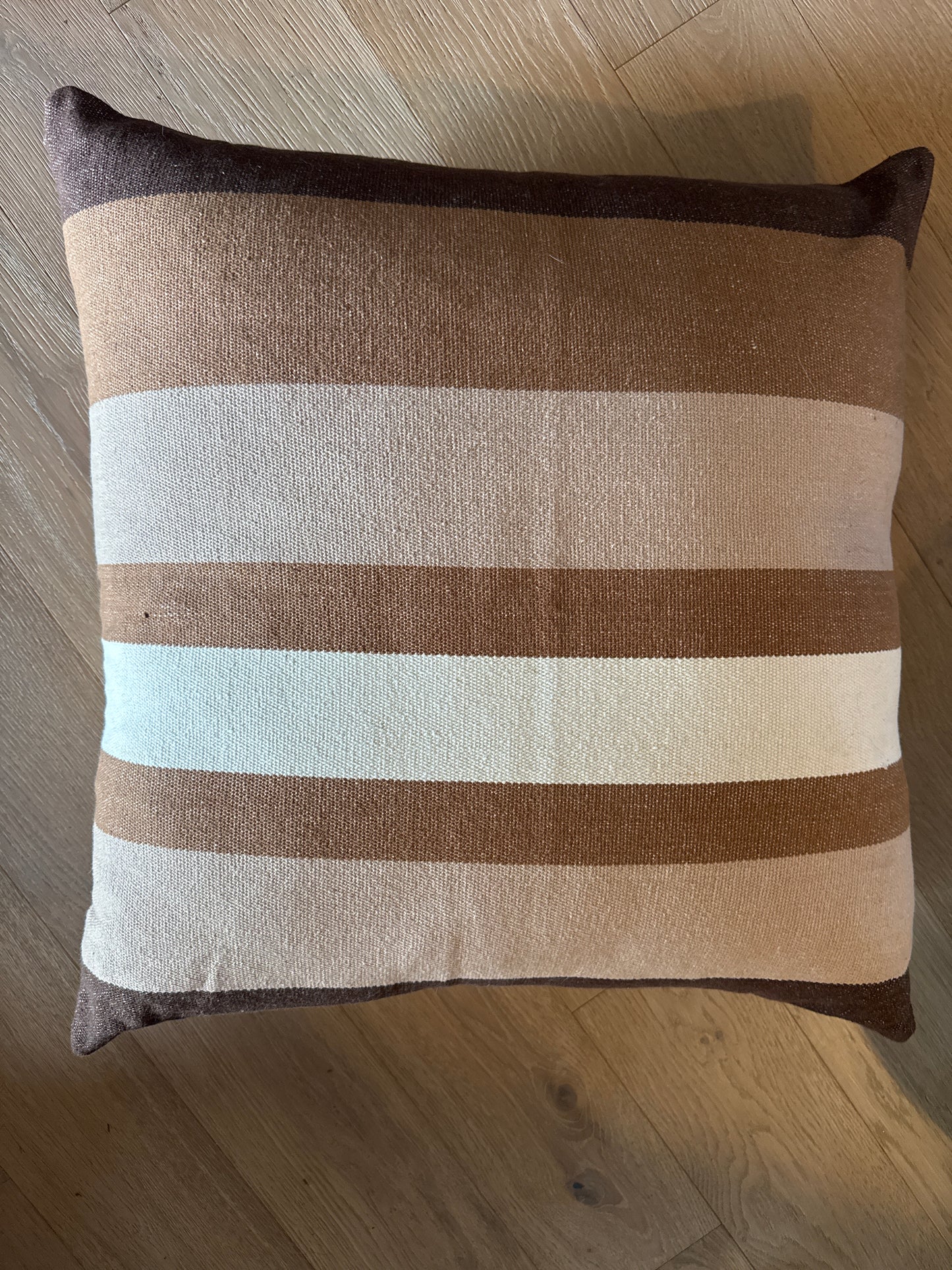 26x26 Euro Brown and Cream Stripe Pillow with insert