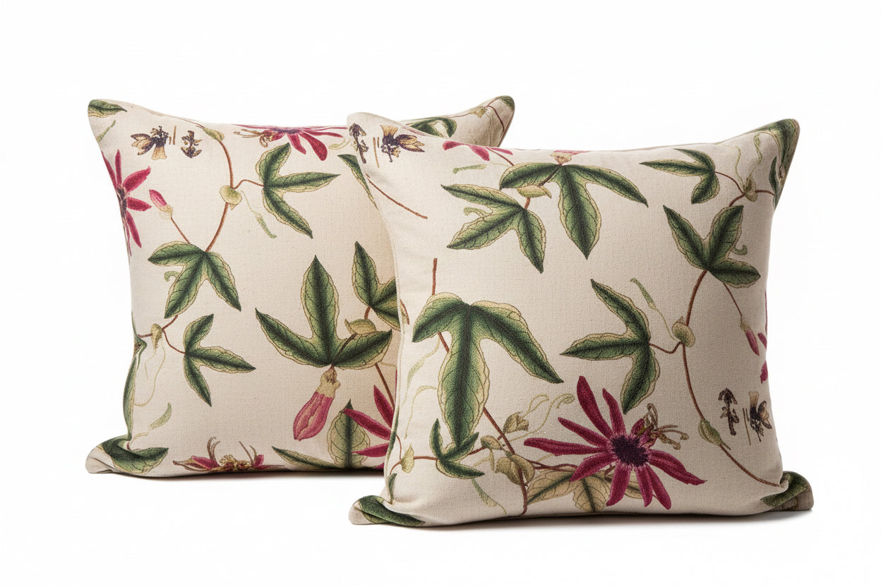 26x26 Floral Euro Pillow Sham in Linen with Down Insert