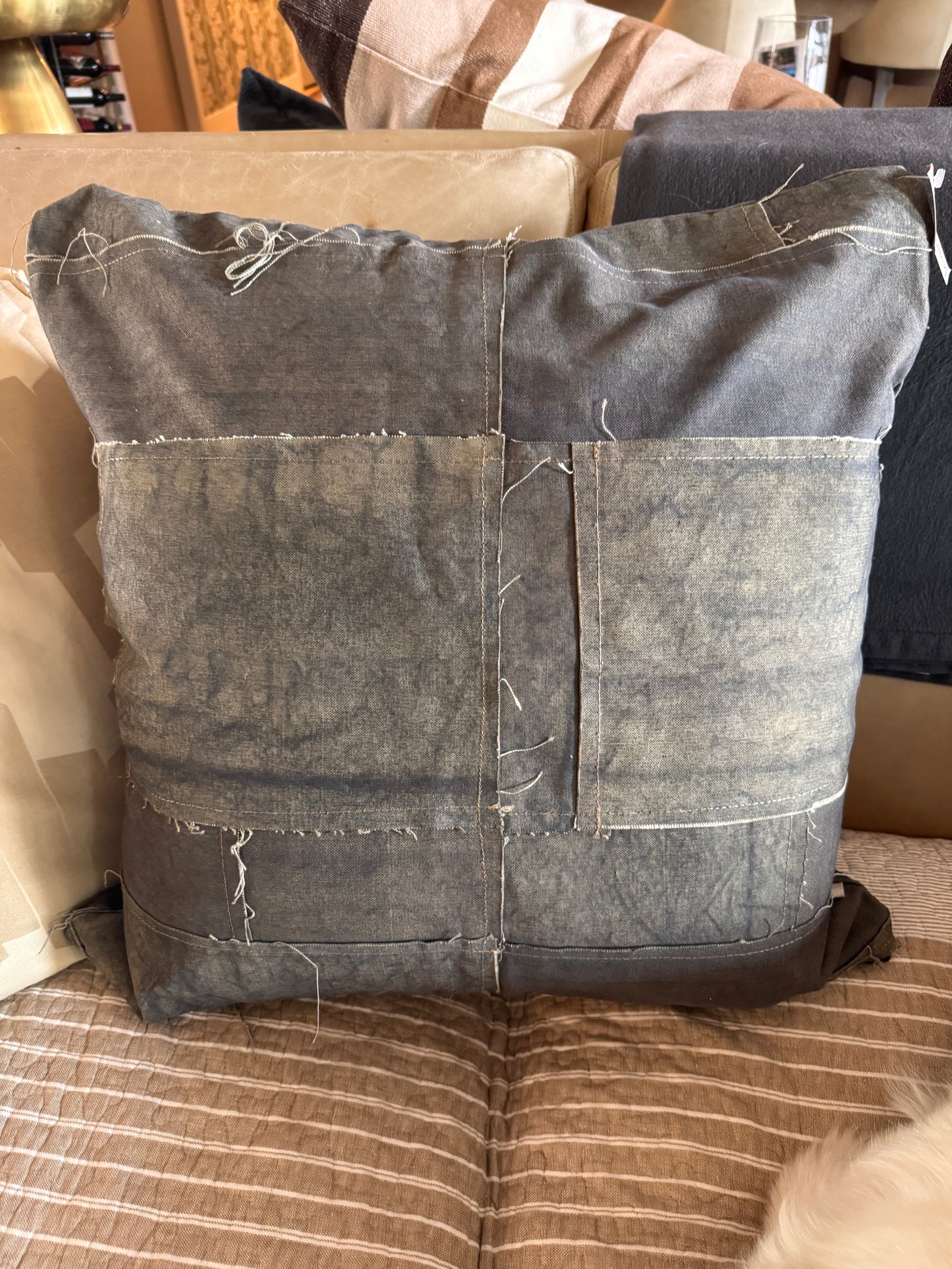 26x26 Recycled Patchwork Denim - Euro Pillow Cover