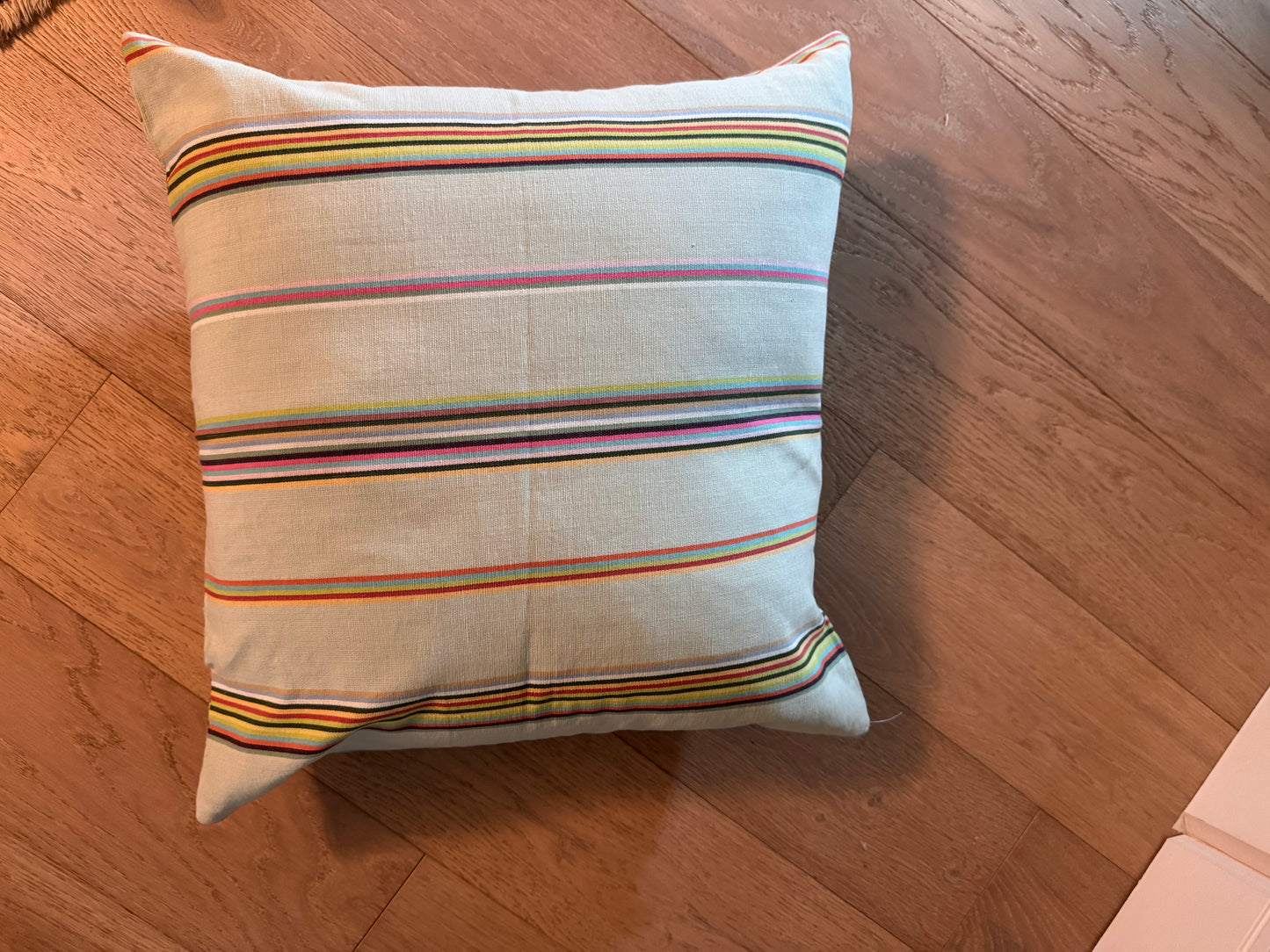 26x26 Gold, Cream and Light Red Cotton Stripe - Euro Pillow Cover