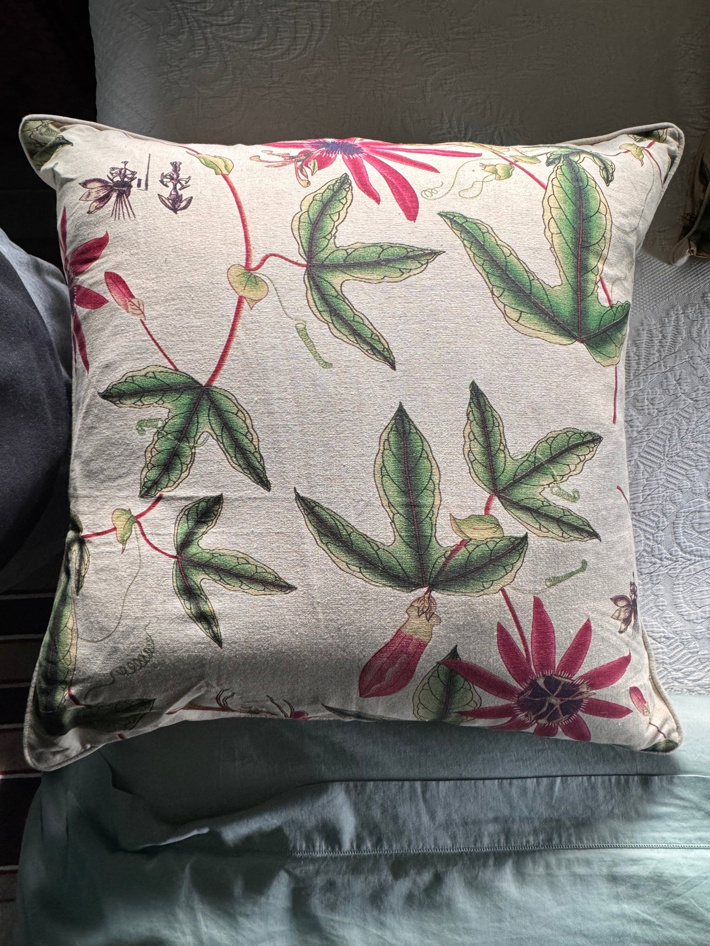 26x26 Floral Euro Pillow Sham in Linen with Down Insert