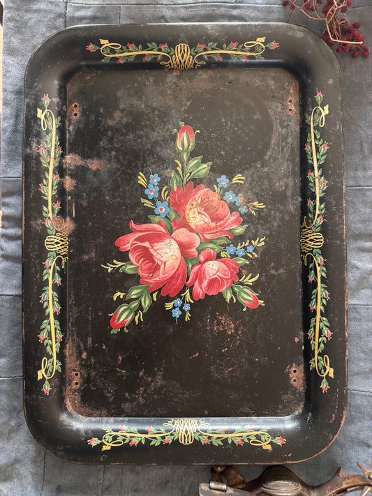 Vintage Floral Tole Tray