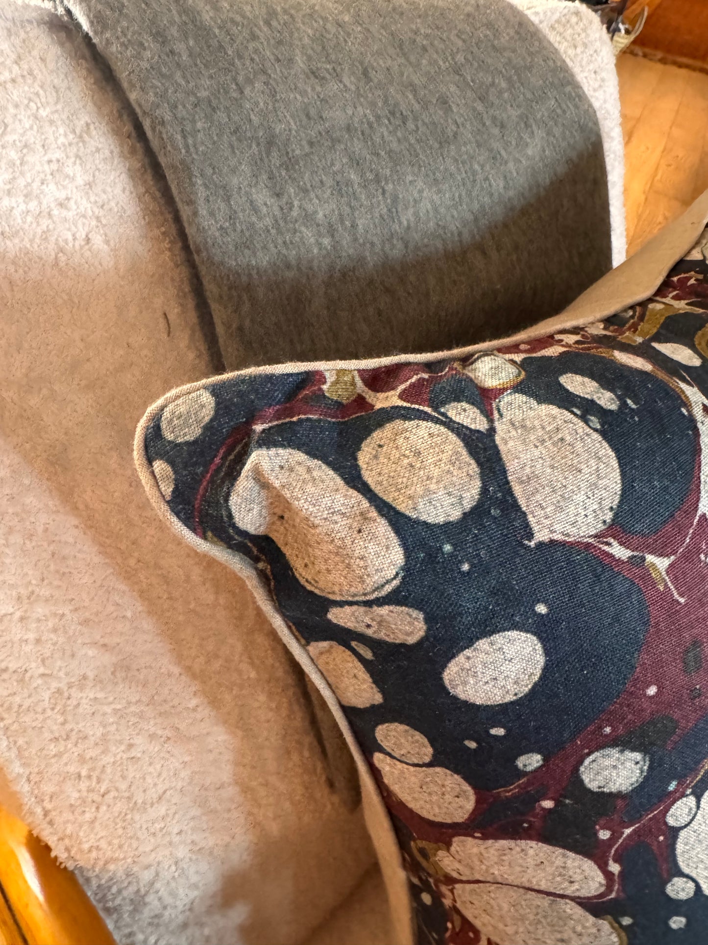 20x20 Navy Marbled Print Pillow with Down Insert