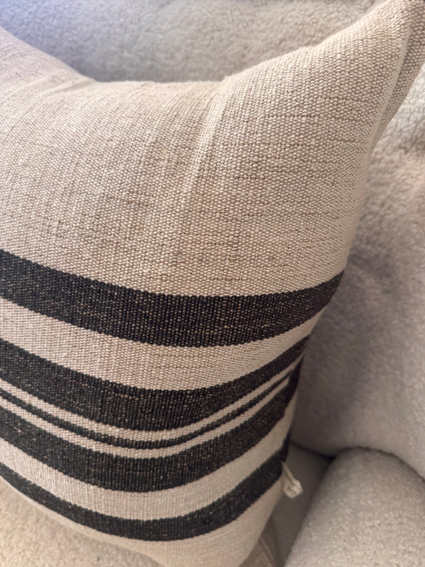 20x20 Kilim Stripe Brown/Cream Pillow with Down Insert